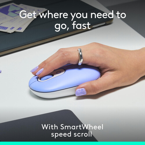 Logitech POP Mouse, Compact and Portable Wireless Bluetooth Mouse With Programmable Buttons and Quiet Clicks, Easy-Switch Between up to 3 Devices, Laptop, 2