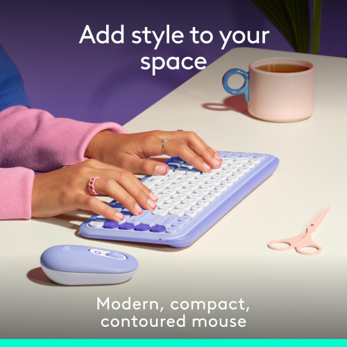 Logitech POP Mouse, Compact and Portable Wireless Bluetooth Mouse With Programmable Buttons and Quiet Clicks, Easy-Switch Between up to 3 Devices, Laptop, 1