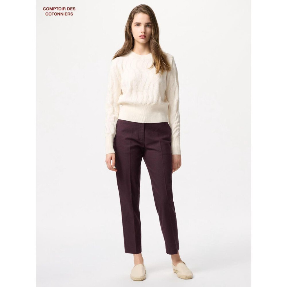 (79 DARK PURPLE/M) Uniqlo Japan Linen Cotton Ankle Pants