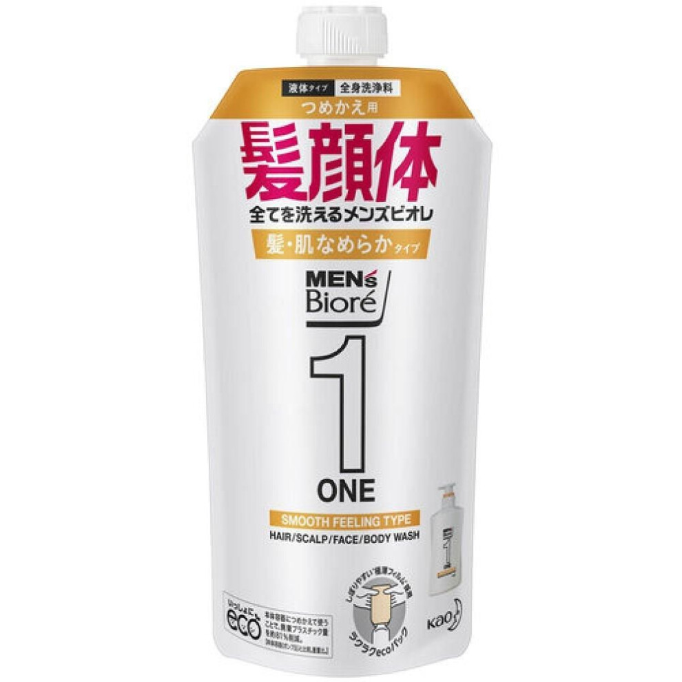 Men S Biore One Body waSh  Smooth Hair Skin Type  Refill  340ml