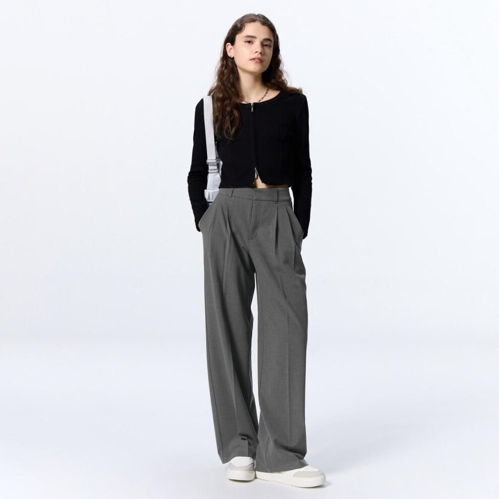 (08 DARK GRAY/XS) Gu By Uniqlo Tuck Wide Pants+ec  Length 80.0cm