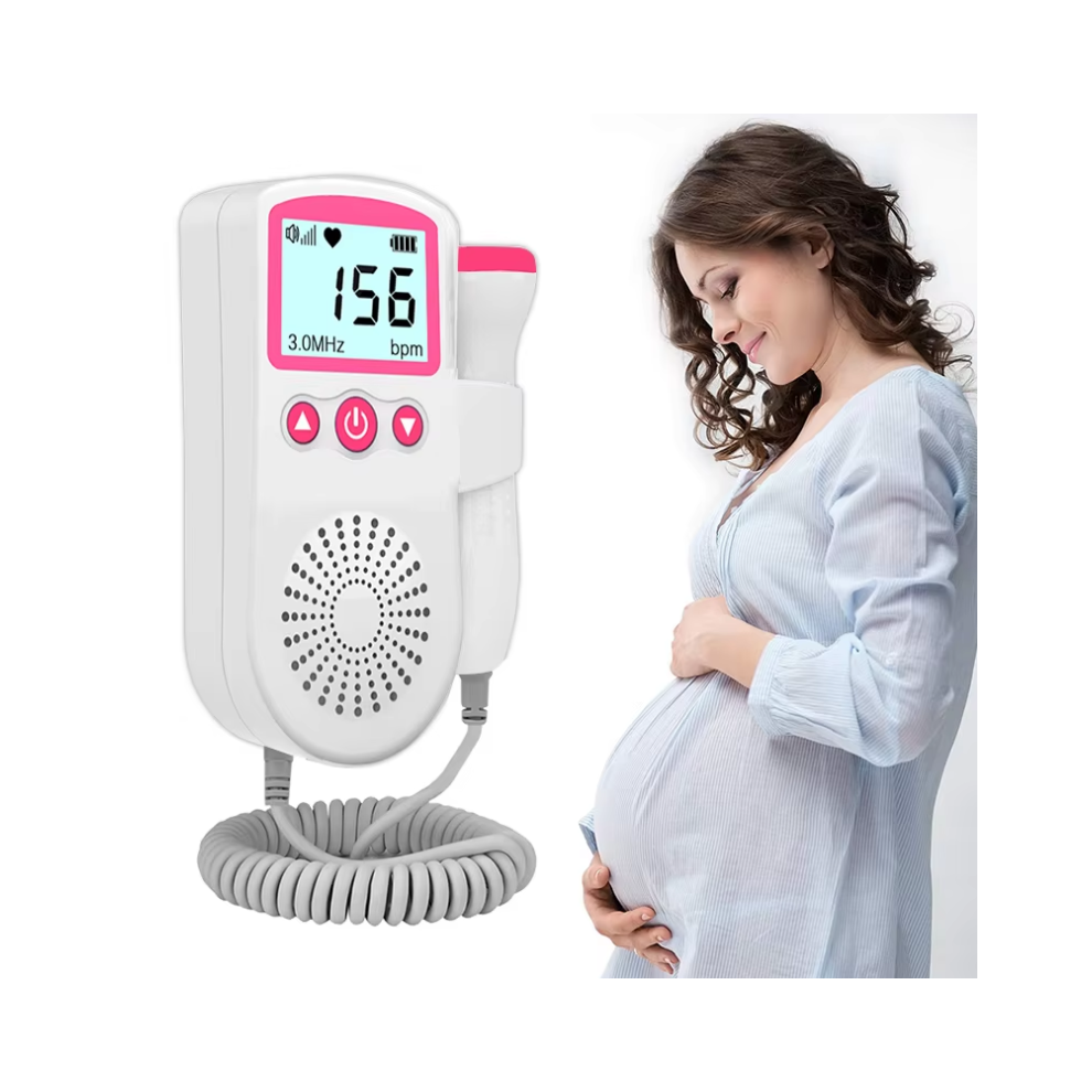 Stoyotu (Pink) Fetal Pregnancy Doppler Pocket Baby Heart Rate Monitor Fetal Heartbeat Detector Ultrasonic Pink
