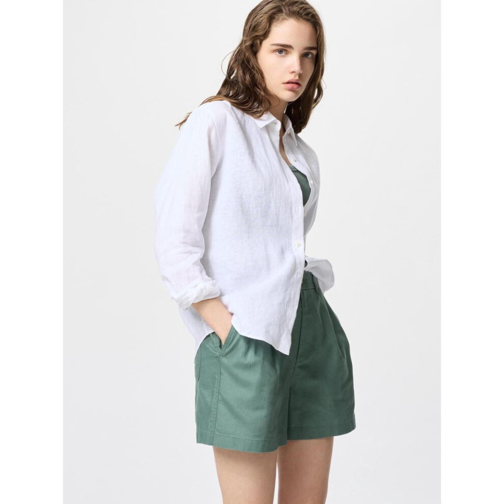 (54 GREEN/S) Uniqlo Japan Linen Cotton Shorts