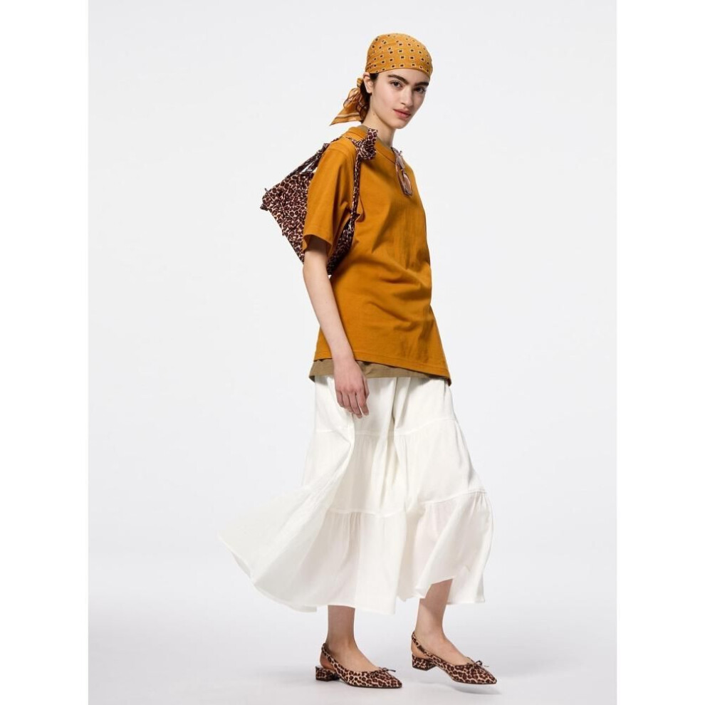 (88 BLACK/XS) Gu By Uniqlo Tiered Maxi Skirt