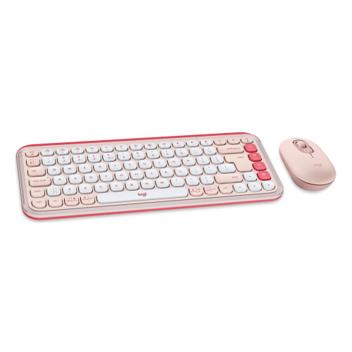 Logitech Ensemble Clavier et Souris - Logitech - Pop Icon Combo - Rose - Sans fil - 4000DPI - 4 boutons 1