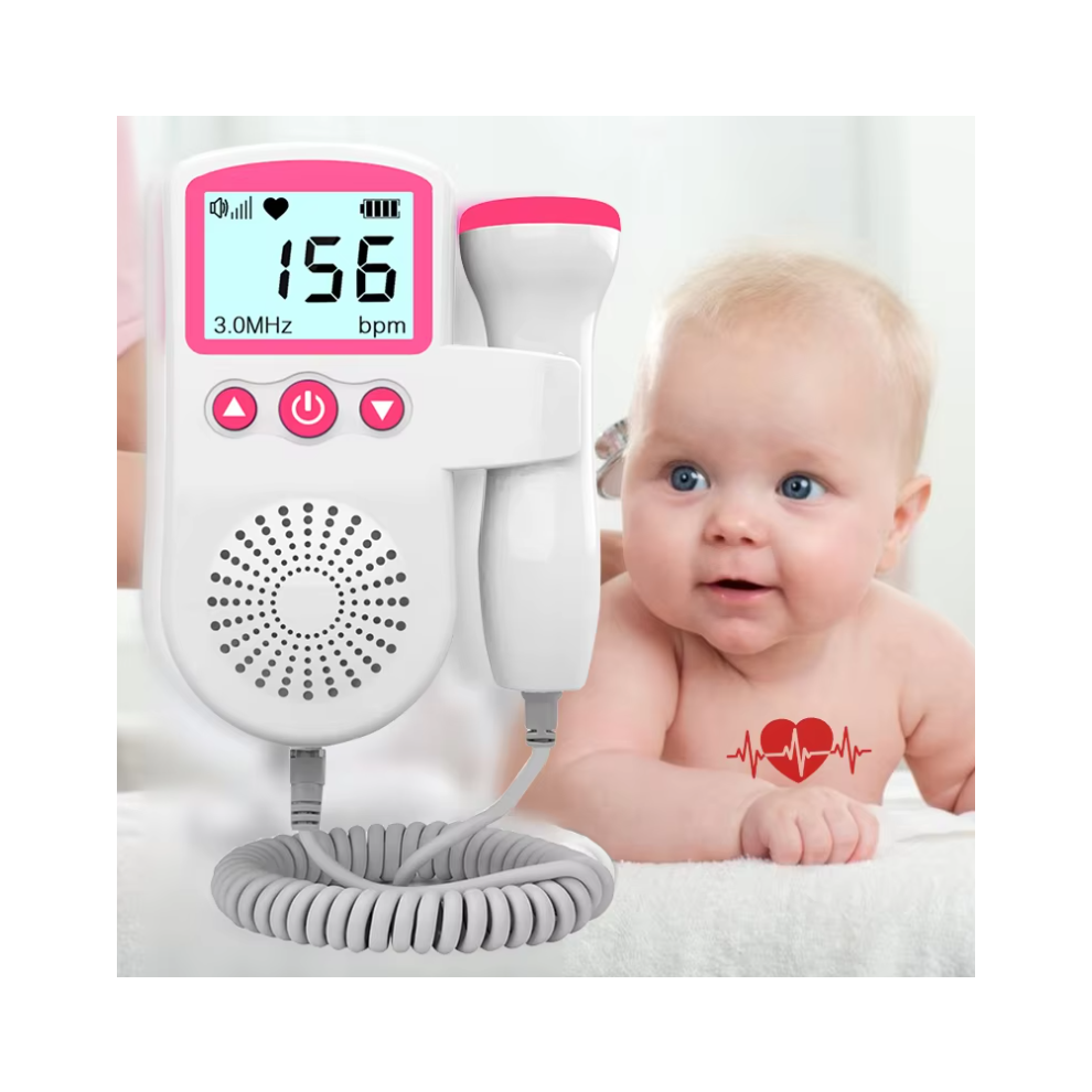 (Pink) Doppler Fetal Heart Rate Monitor Baby Heartbeat Monitor Pregnancy Home Baby Fetal Sound Rate Detector