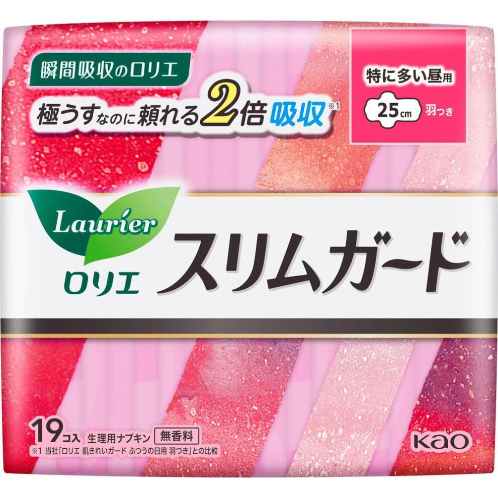 KAO Laurier SlimGuard Long Time Firm Daytime Use 19pcs (Quasi-drug) Laurier Slim Guard Napkin Slim Laurier Slim Guard