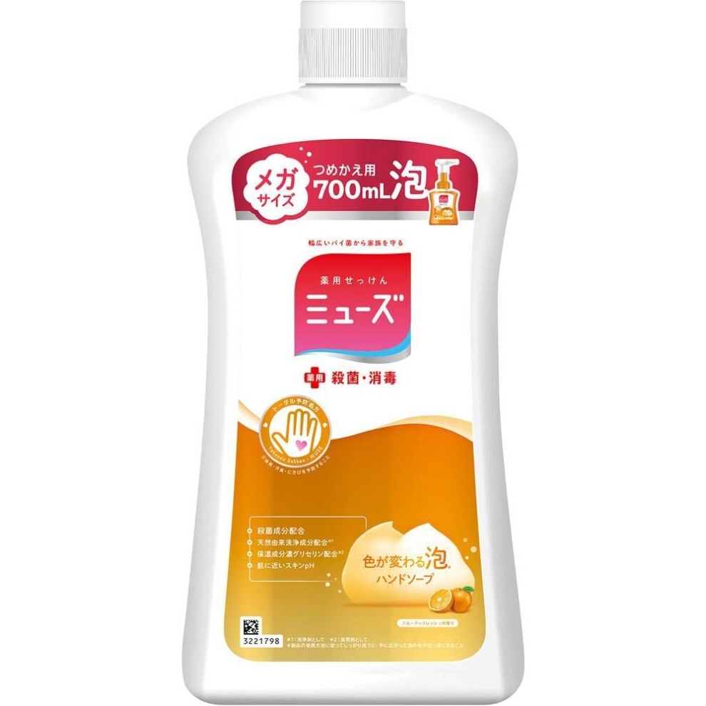 Reckitt Benckiser MUSE Foam Fruity Fresh Extra Large Size Refill 700ml (Quasi-drug) Muse Foam Type Hand Soap 1. One push of the pump makes about 1 dos