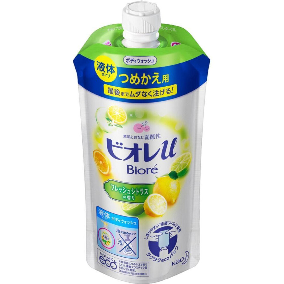 KAO Biore u Biore u Fresh Citrus Scent Refill 340mL General Purpose (Biore II) Body Soap Apply an appropriate amount to a damp towel or sponge, lather