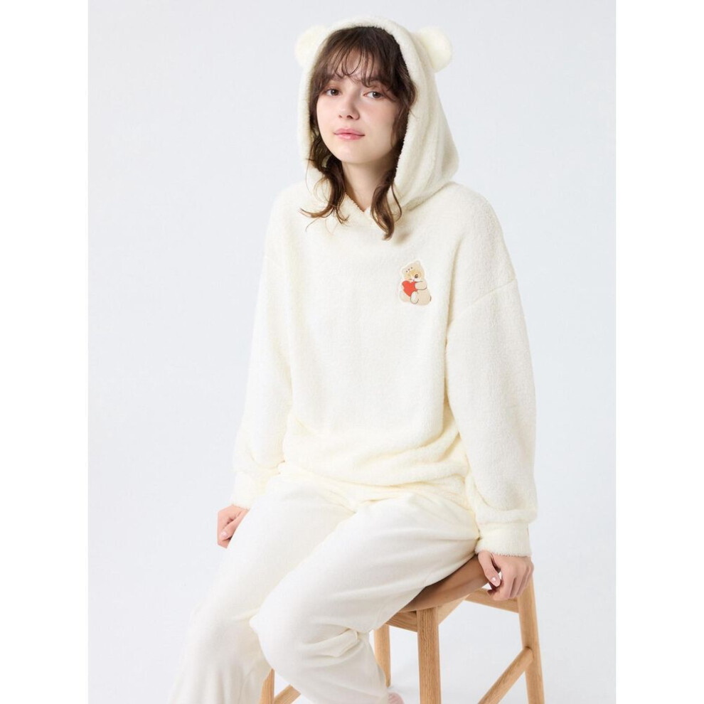 (01 OFF WHITE/L) Uniqlo Japan Mofusand Furry Fleece Set