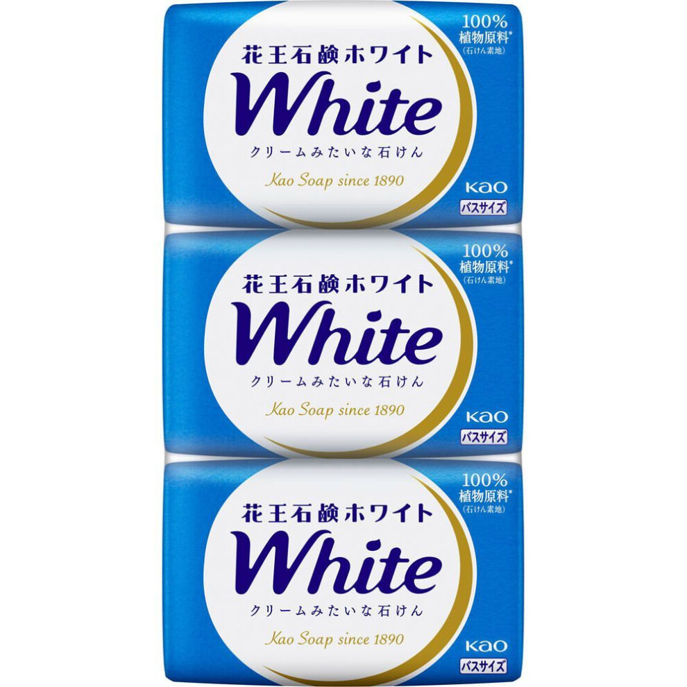 Kao White Soap White, Bath Size, 3 pack, 390g General Purpose Soap Please lather well before use. General Purpose Soap