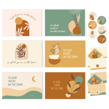 Decoratief 24-pack 6x4in ??waarderingskaarten voor werknemers met enveloppen en stickers 6 Boho-ontwerpen waarderingskaarten voor personeel blanco bi