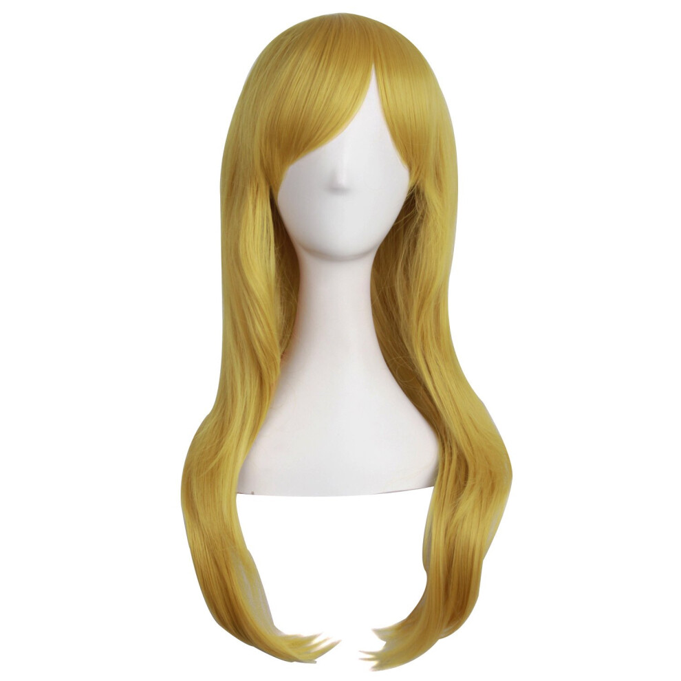 Kaartvanschoonheid Unisex Gold/Yellow Mapofbeauty 28"""" 70Cm Long Curly Hair Ends Costume Cosplay Wig ()