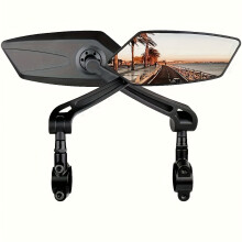(2pc Black) 2pcs high-definition glass adjustable bicycle rearview mirror, 360 rotatable side view for cycling