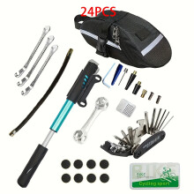 (Blue pump set bag) [Mountain Road Bike Adventure] Mountain Bike, Bicycle, Road Bike, Tire Repair Kit, Tire Pry Lever, File, Tire Repair Pad, Tire Repair Kit