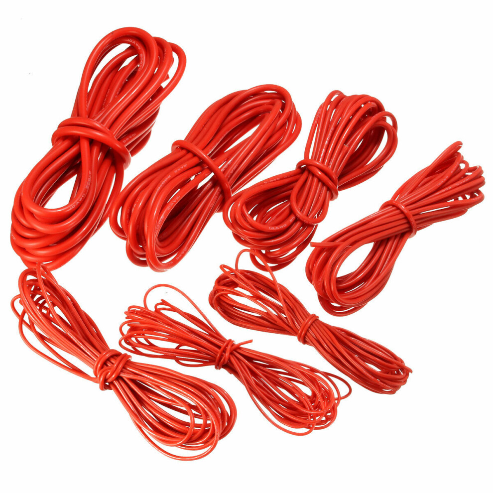 (10AWG) 5 Meter Red Silicone Wire Cable 10/12/14/16/18/20/22AWG Flexible Cable