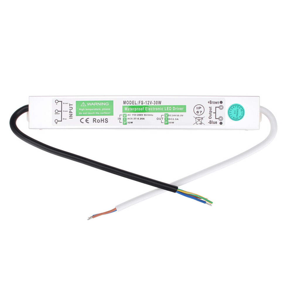 (30W) 100-240V Led Driver Power Supply Transformer Power Supply Driver Led Light Waterproof Ip67 4250937708784