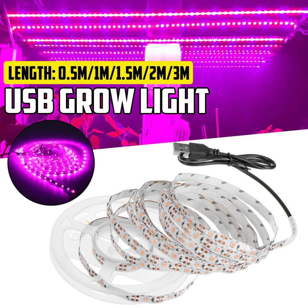 (0.5M) 0.5M/1M/1.5M/2M/3M LED Grow Strip Light Full Spectrum USB Flower Seeds Plant Hydroponic Indoor Lamp 5V