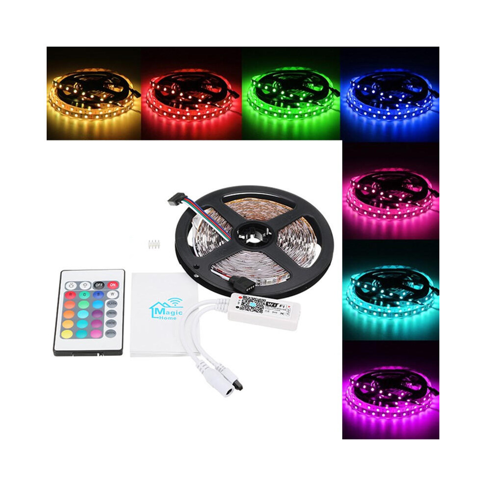 5M 60W SMD5050 Non-waterproof RGB LED Strip Light + WiFi Controller Works With Alexa DC12V