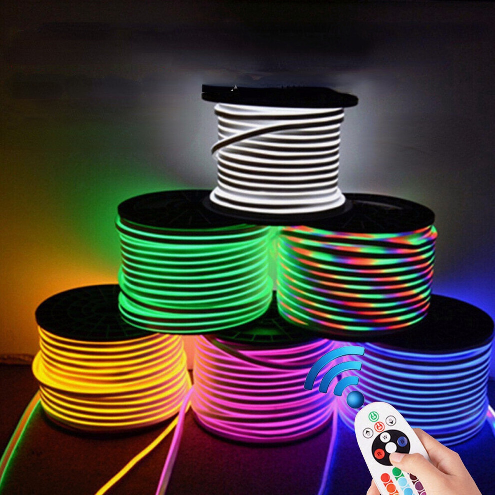 (1M) 1M/5M/10M 220V 5050RGB LED Strip 60LED/M Waterproof Tape Neon Flex Lights Rope Plug