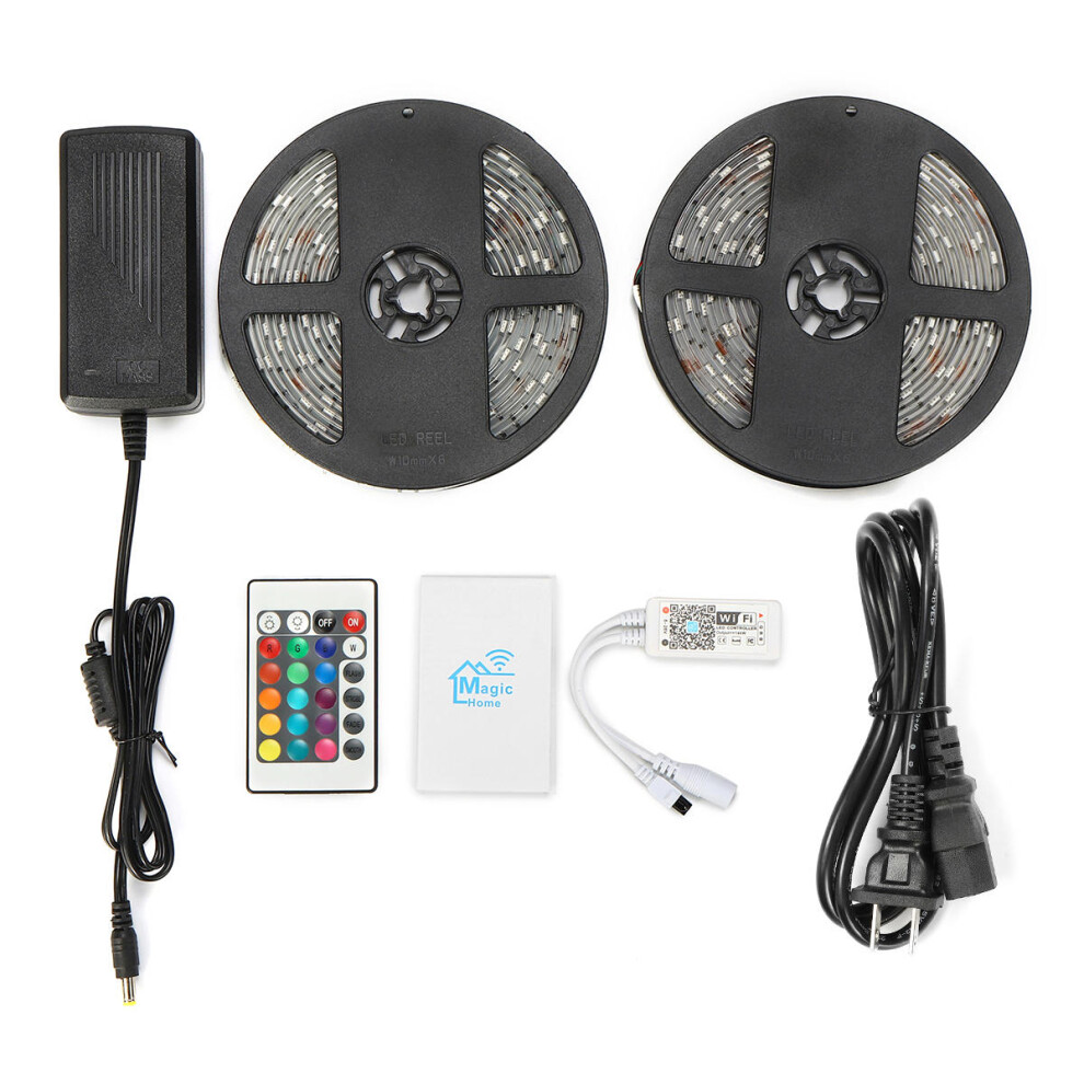 (EU Plug) 2PCS 5M 5050 SMD RGB Waterproof LED Strip Lights + Wifi Alexa Amazon Controller + DC12V Power Supply-image-OPC-PGNMZMC-NEW