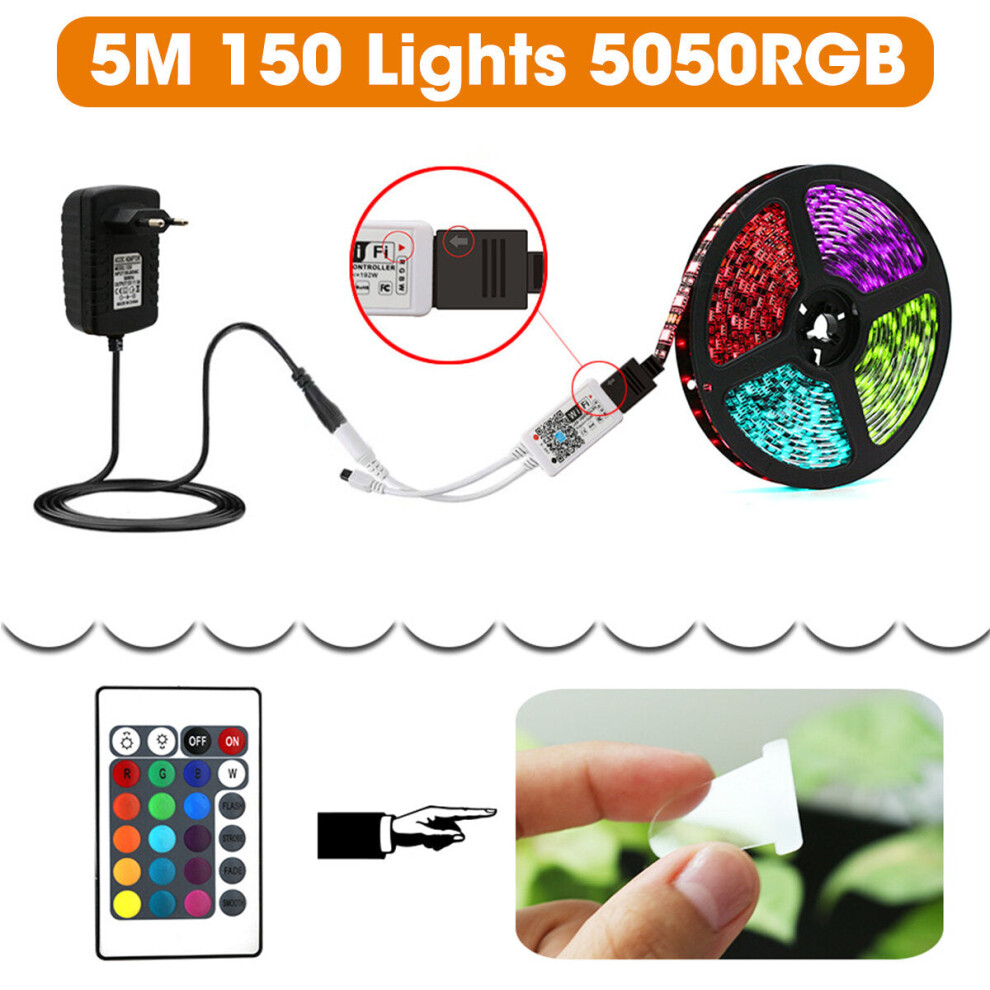 (Option A) Watertight LED Strip Light + WiFi Controller + 24Keys Remote Control +Power Adapter DC12V