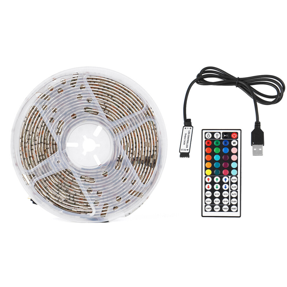 (4M) Waterproof USB 5050 RGB LED Strip Light Color Changing Tape Flexible Kitchen Lamp DC5V + 44Keys Remote Control
