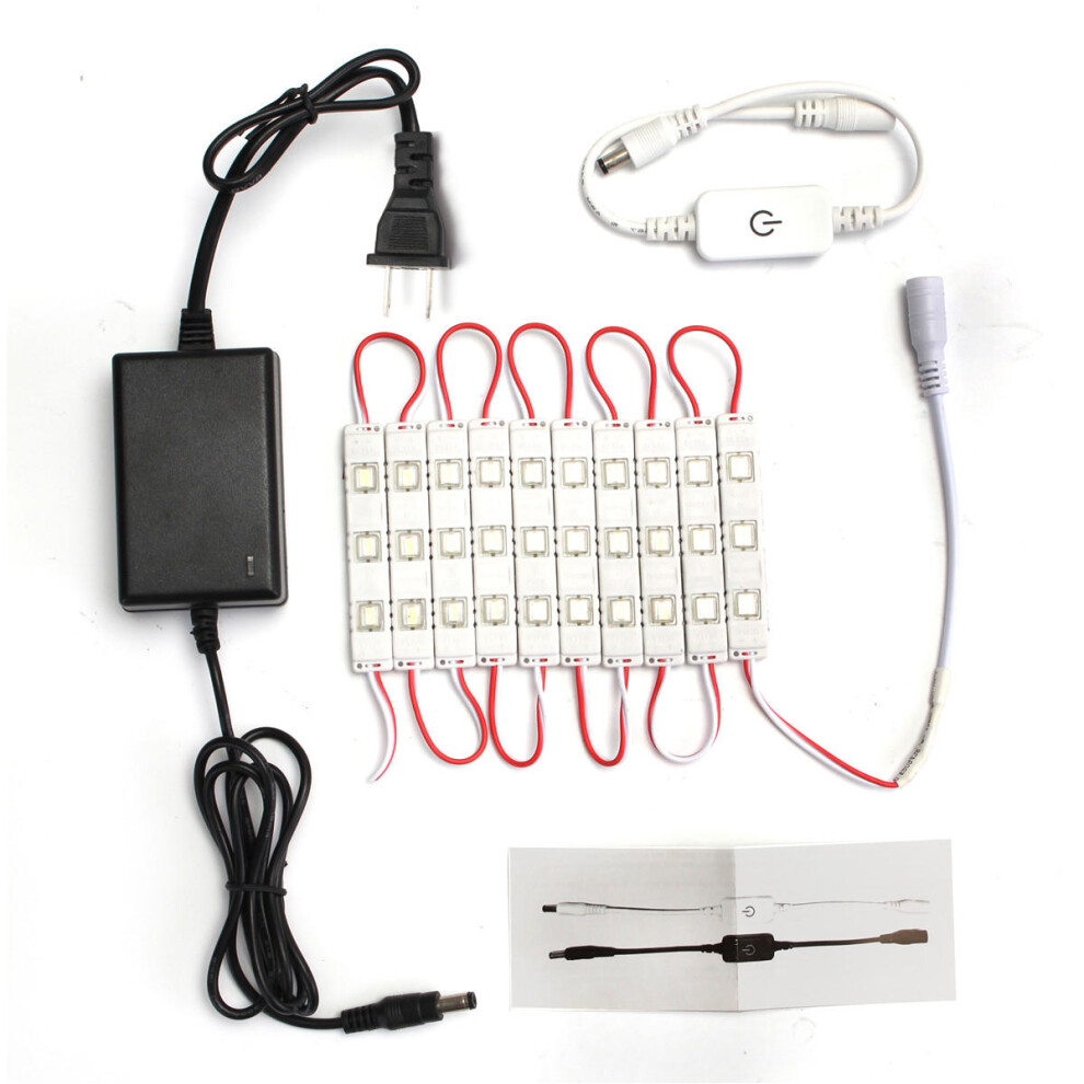 (US Plug) 6W SMD5630 Dimmable Waterproof White 30 LED Module Strip Light Cabinet Mirror Lamp Kit AC110-240V