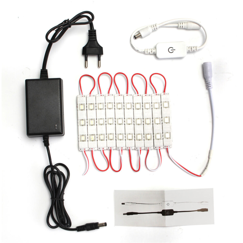 (EU Plug) 6W SMD5630 Dimmable Waterproof White 30 LED Module Strip Light Cabinet Mirror Lamp Kit AC110-240V