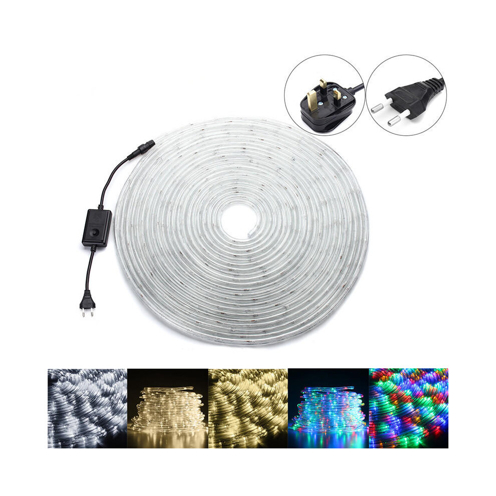(Warm White, UK Plug) 14M SMD3014 Waterproof Flexible LED Tape Ribbon Strip Light  Colorful Warm White White AC220V