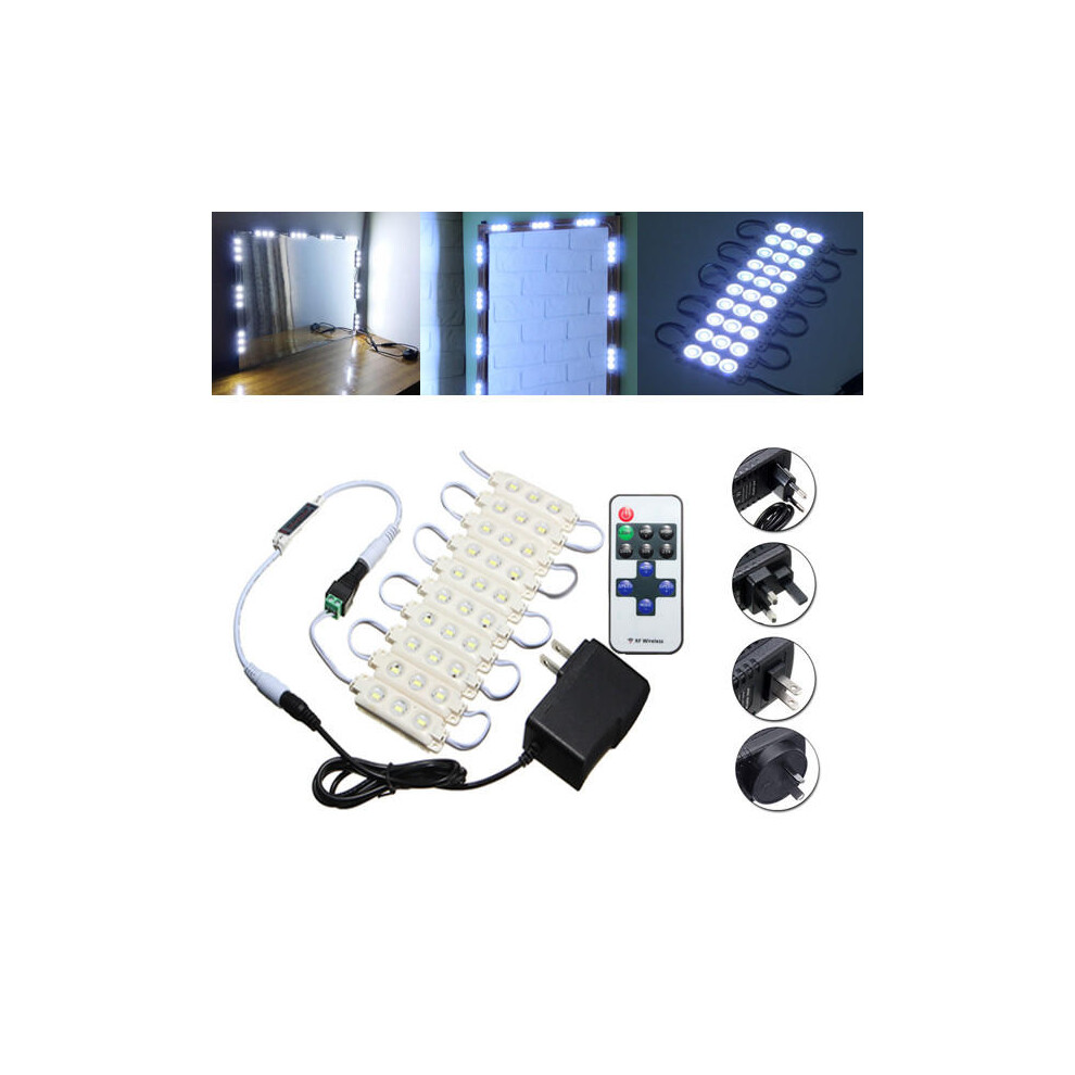 (EU Plug) 1.5M SMD5630 Waterproof White LED Module Strip Light Kit Mirror Signage Lamp + Adapter DC12V