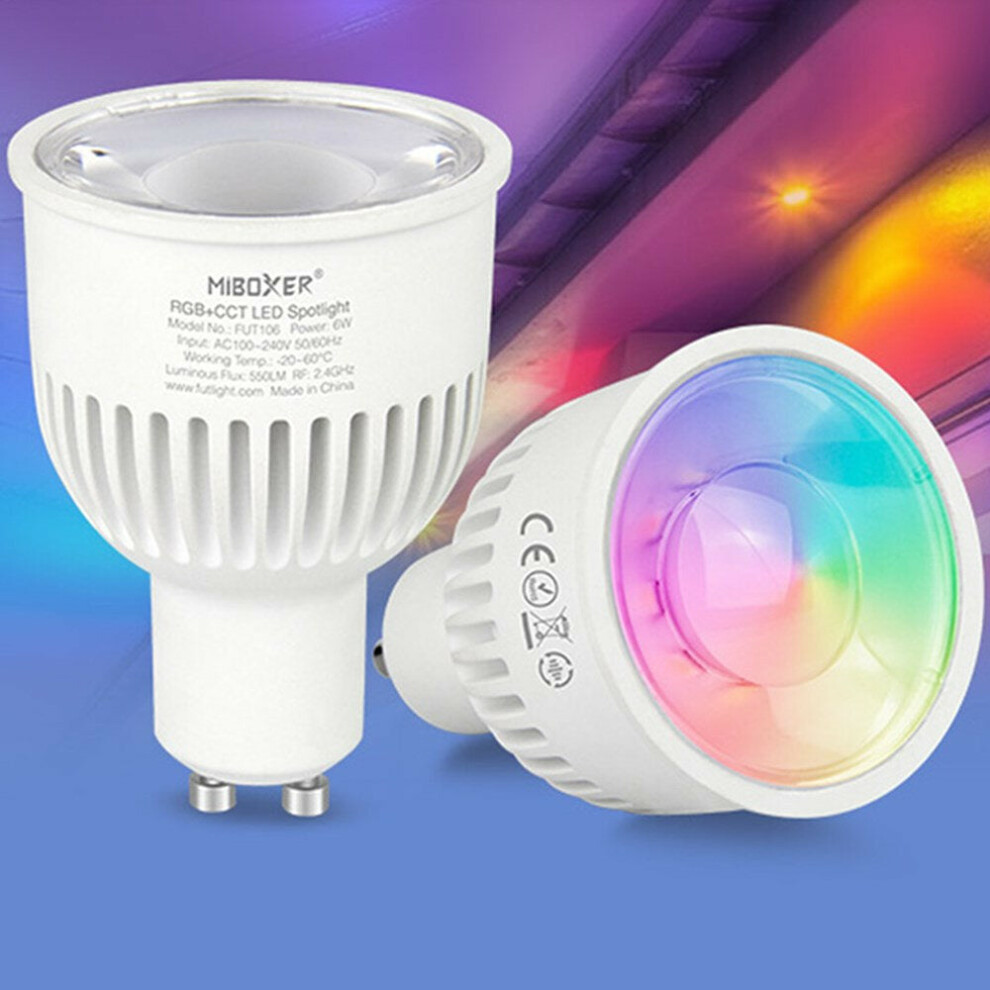 6W GU10 RGB+CCT Smart LED Bulb Dimmable Wireless Spotlight Lamp AC100-240V