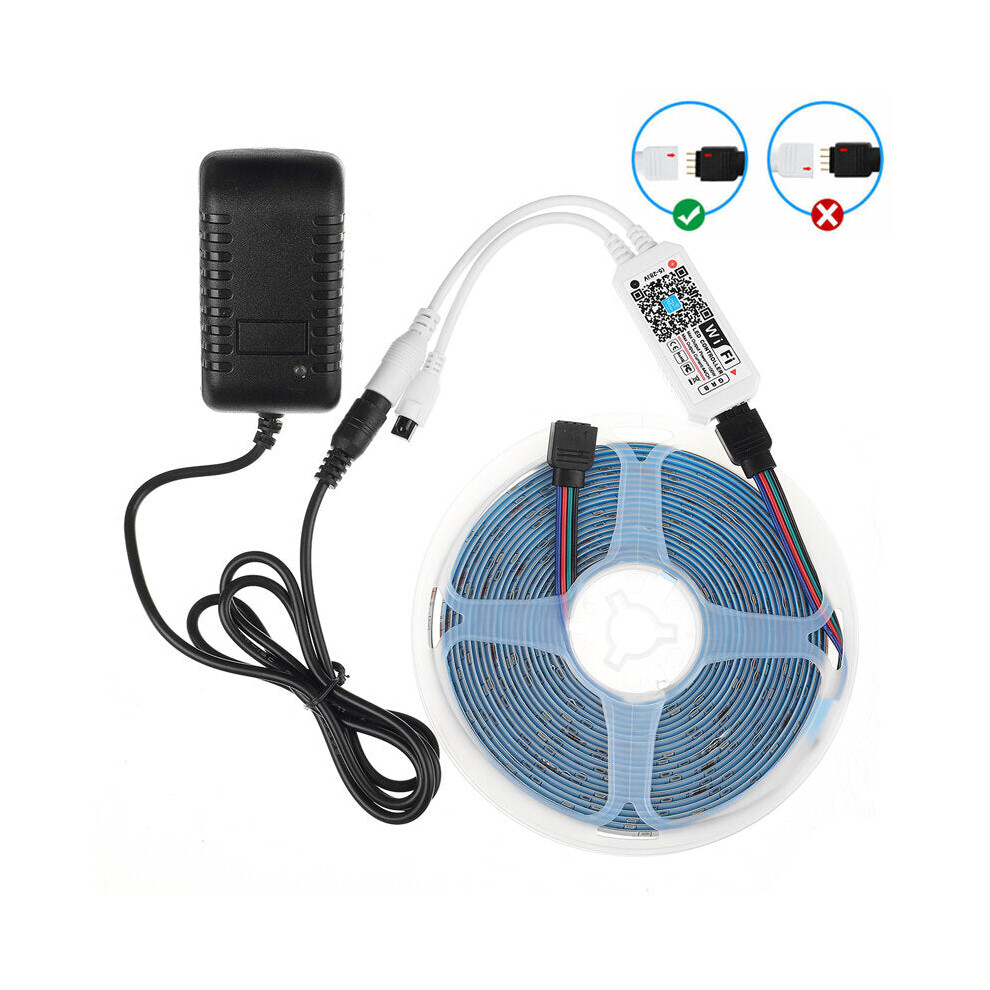 (Waterproof, EU Plug) 16FT-66FT 5m-20m LED Strip Lights Kit Music Sync WiFi App+ 44Keys Remote Control For Room