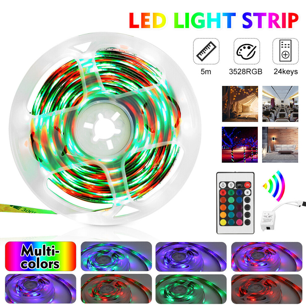 (AU Plug) 5M 300LED Strip Light Kit SMD3528 Flexible RGB Waterproof Flexible Lamp Home Car 24 KeyIR Remote Control-image-OPC-PGNN56G-NEW