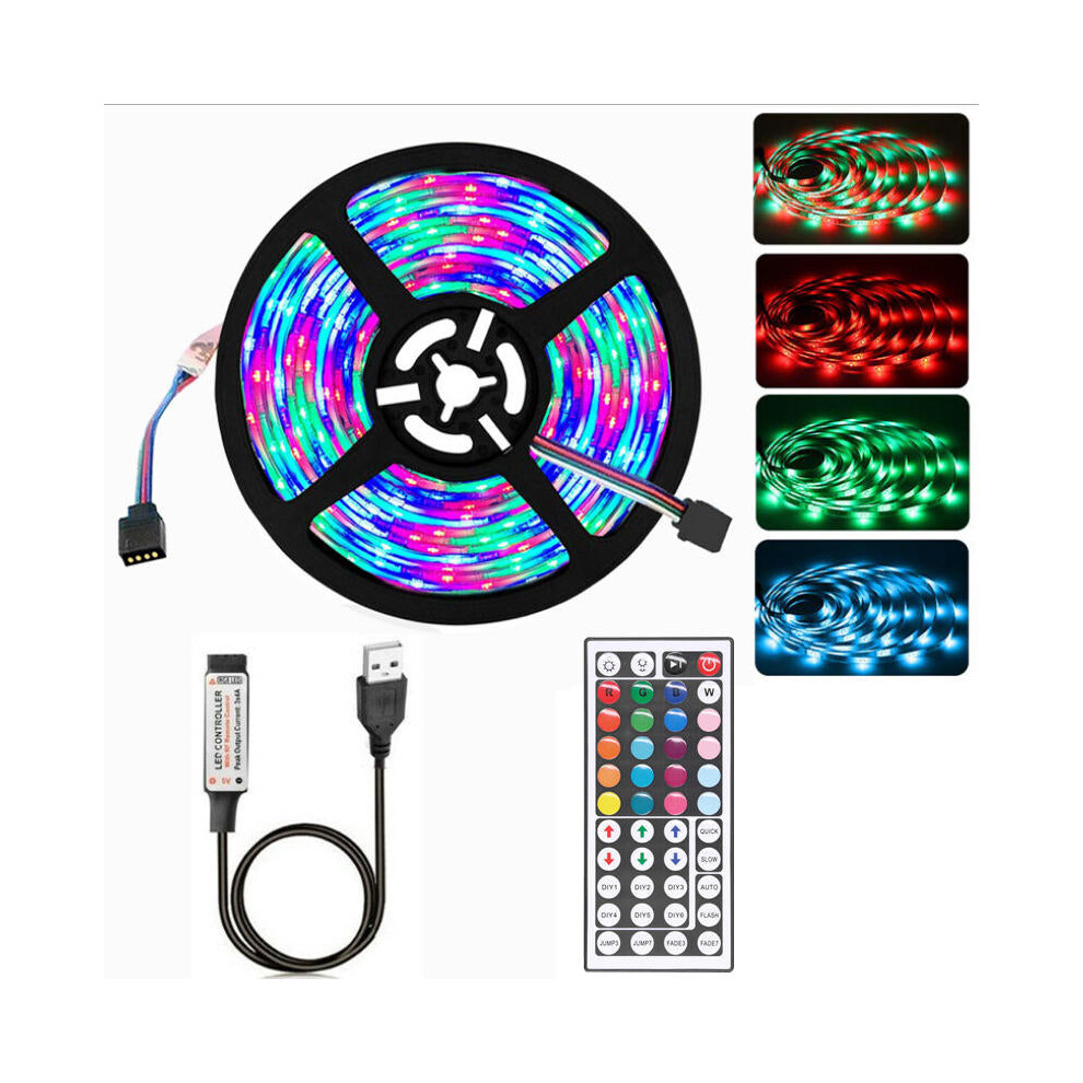 (5M) 1M 2M 3M 4M 5M Non-waterproof DC5V USB 3528 SMD RGB LED Strip Light String Tape+44 Keys IR Remote Control