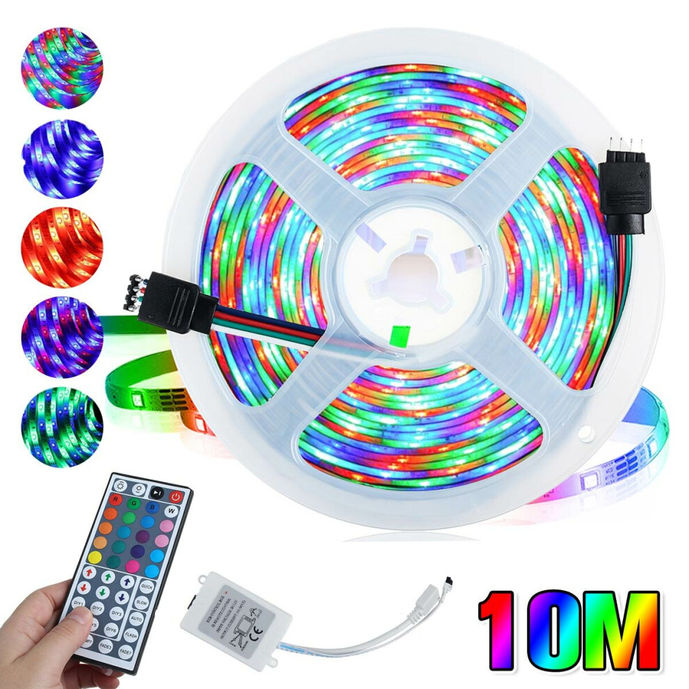 (10M) DC12V 3X5M/10M LED Strip Light Non-waterproof 3528 RGB Tape Lamp for Room TV Party Bar + Remote Control