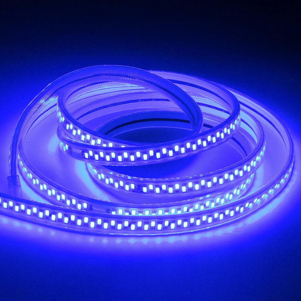 (Blue) AC220V 3M Waterproof SMD5730 5630 Flexible LED Strip Tape Rope Light EU Plug for Home Decoration