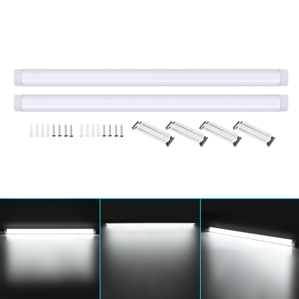 (White) 2PCS T10 120CM Slim LED Batten Linear Tube Light LED Surface Mount Lights AC85-265V