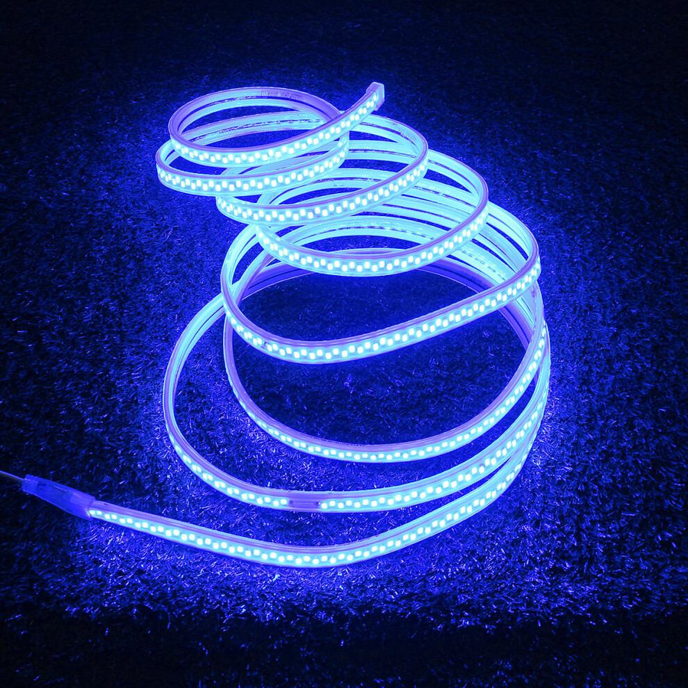 (Blue) AC220V 5M Waterproof SMD5730 5630 Dimmable LED Strip Rope Light EU Plug for Home Decoration