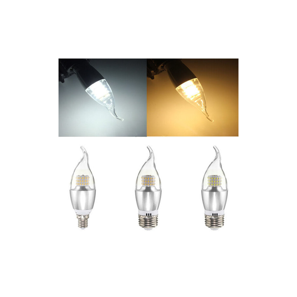 (White, E12) 7W LED White Warm White Glass Candle Lamp Bulb Non-Dimmable AC 85-265V