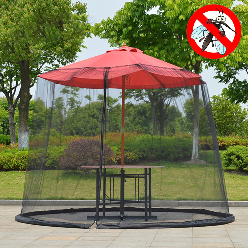 (Black) 9ft Garden Outdoor Patio Umbrella Table Screen Cover Net Mosquito Insect Net