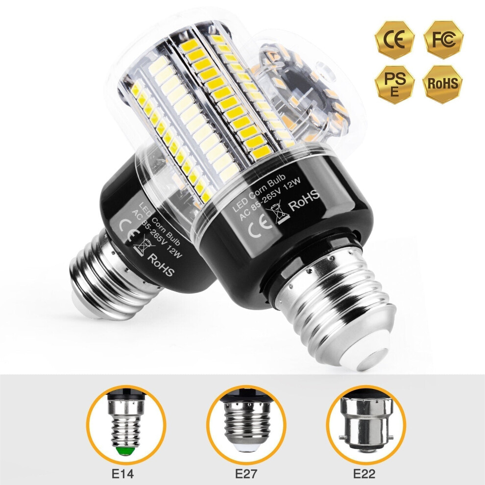 (Cool White, B22) AC85V~265V E27/E14/B22 LED Corn Bulb 5736 LED Black Aluminum Substrate Corn Light Bulb