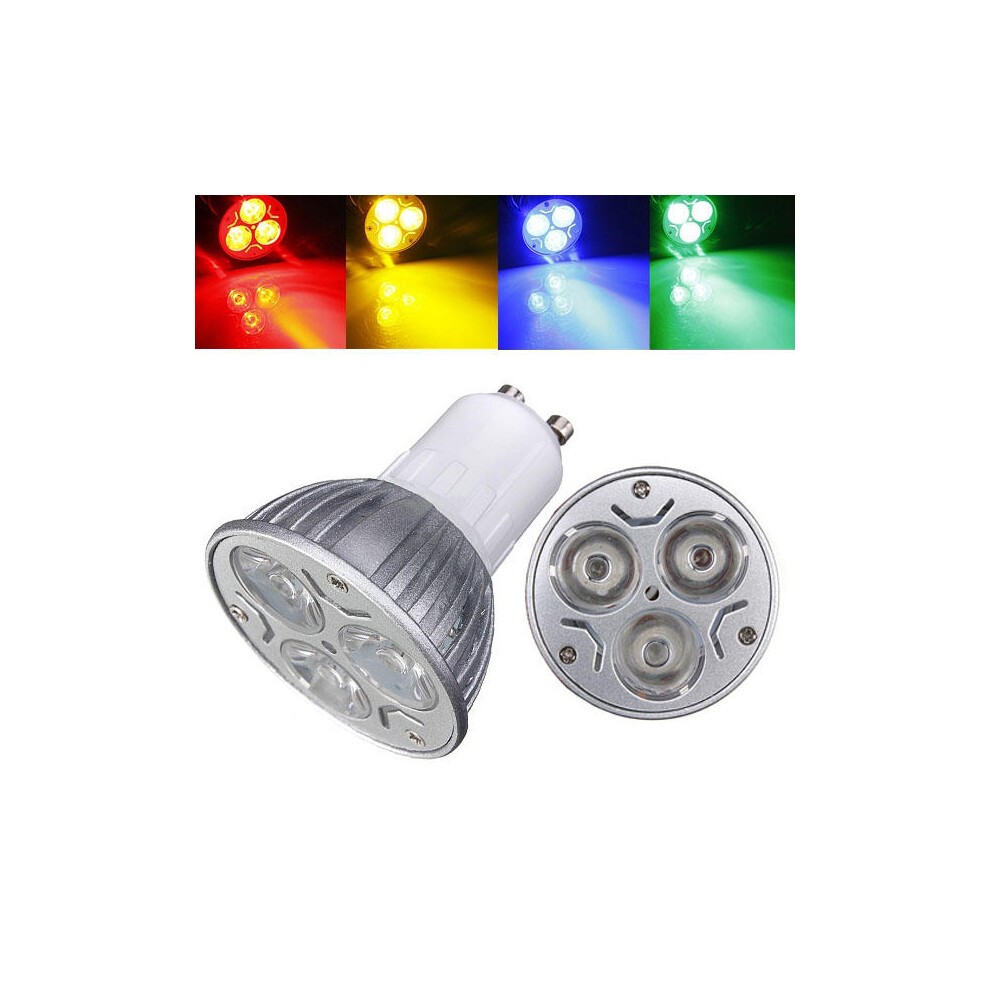 (Blue) GU10 3W AC 220V 3 LEDs Red/Yellow/Blue/Green LED Spot Light Bulbs