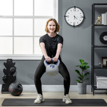 SPORTNOW 12kg Kettle Bell with Handle for Home Gym, Dark Blue and Grey