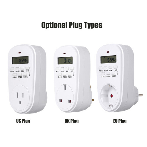 (EU plug) Digital Timer Switch Socket with LCD Display Plug-in Programmable Time Controller Intelligent Electronic Timing
