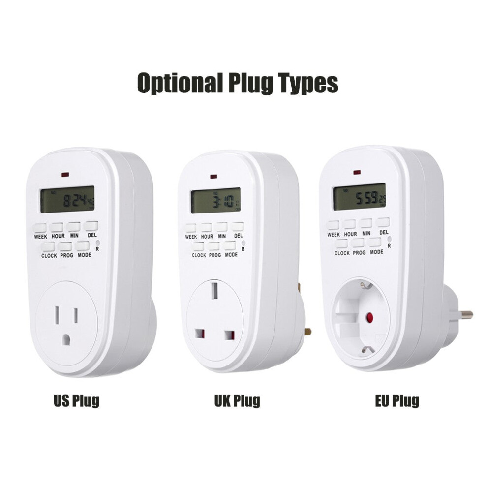(UK Plug) Digital Timer Switch Socket with LCD Display Plug-in Programmable Time Controller Intelligent Electronic Timing