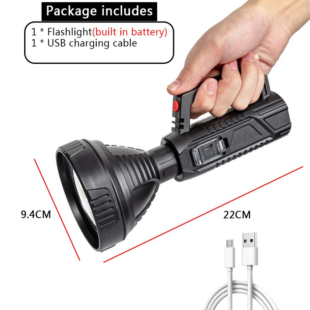 (10W) Portable Lamp Strong Light Handheld Searchlight LED Outdoor Lighting Camping Long-shot Rechargeable Built-in Battery Flashlight