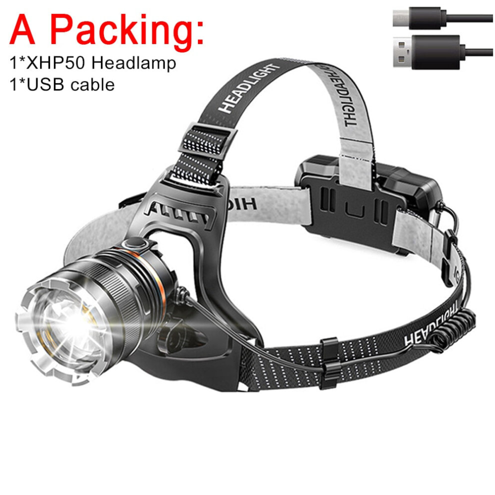 (A Packing) High Powerful ZOOM Sensor Headlamp XHP50 Super Bright Outdoor Headlight torch Flashlight USB Rechargeable Light Fishing Light