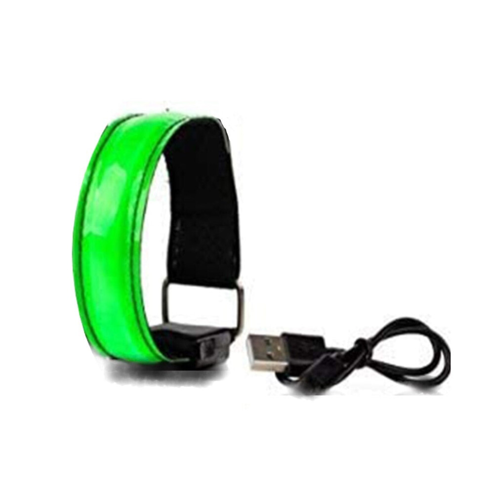 (Green, 1pc) USB Charging LED Luminous Night Running Armband Bracelet Night Reflective Safety Belt Outdoor Sports Luminous Arm Band