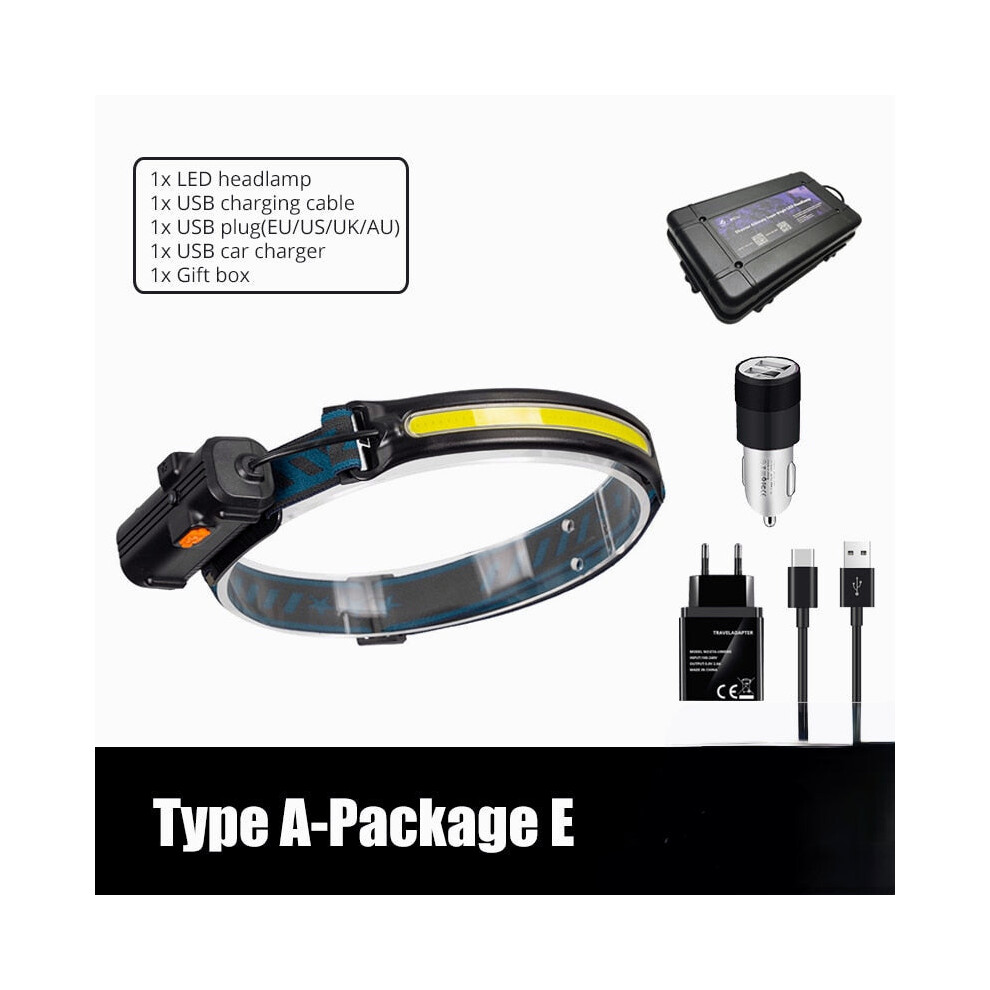 (Type A-Package E) IR Sensor LED Headlamp Powerful XPG+COB Headlight 2000mAh 18650 USB Head Lamp Portable Floodlight Flashlight Waterproof Lantern-image-OPC-PGNN6PX-NEW